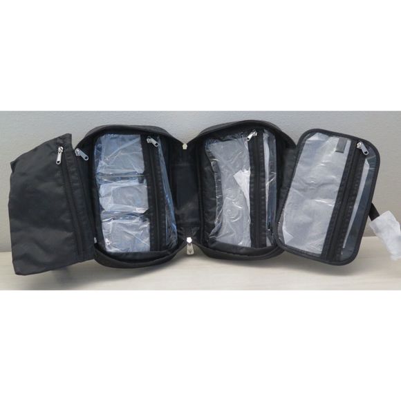 Guess E8172966 Unisex Black "G" Embossed Bisbee Travel Dual Handle Cosmetic Bag - Picture 7 of 9